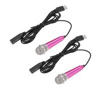 sourcing map 2 mini micrófonos, mini micrófonos pequeños para teléfono tipo C, micrófono pequeño para grabar voz de teléfono, color rosa intenso