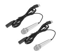 sourcing map 2 mini micrófonos, mini micrófonos pequeños para teléfono tipo C, micrófono pequeño para grabar voz de teléfono, color plateado