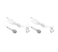 sourcing map 2 mini micrófonos pequeños micrófonos portátiles con auriculares para cantar, grabación de voz, video, para teléfono, computadora, portátil, color plateado