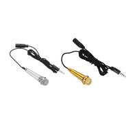 sourcing map 2 mini micrófonos pequeños micrófonos portátiles con fundas para cantar, grabación de voz, video para teléfono, computadora, portátil, oro rosa, plateado