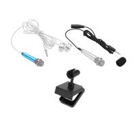 sourcing map 2 mini micrófonos portátiles con funda de soporte para micrófono para cantar, grabación de voz y video para teléfono, azul, plateado