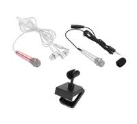 sourcing map 2 mini micrófonos portátiles con funda de soporte para micrófono para cantar, grabación de voz y video para teléfono, oro rosa, plateado