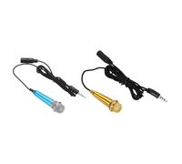 sourcing map 2 mini micrófonos portátiles con fundas para cantar, grabación de voz, video, para teléfono, computadora, portátil, azul, oro rosa
