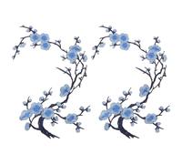 sourcing map 2 parches termoadhesivos con diseño de flor de ciruelo, apliques bordados de flores para coser en parches, apliques de decoración para agujeros, jeans, vestidos, mochilas, sombreros, ropa