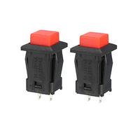 sourcing map 2 Pcs Interruptor Pulsador de Orificio de montaje de 12 mm de bloqueo cuadrado rojo SPST NO