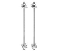 sourcing map 2 pernos roscados M8 x 220 mm de acero inoxidable 304 de doble extremo con tuercas, arandelas planas cuadradas y arandelas de resorte para mantenimiento de la casa, tono plateado
