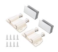 sourcing map 2 pestillos magnéticos táctiles para abrir puertas de cristal, cierres magnéticos dobles con abrazadera y tornillo para puerta de 3 a 6 mm para cajones y armarios, color plateado