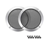sourcing map 2 Piezas 3" Altavoz Rejilla Malla Decorativa Círculo Woofer Guardia Protector Cubierta Audio Accesorios Plata