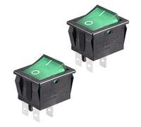 sourcing map 2 piezas AC 16A / 125V 16A / 250V DPST Interruptor basculante de luz verde