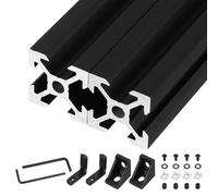 sourcing map 2 piezas de extrusión de aluminio 2020 con ranura en V de 150 mm, riel lineal anodizado estándar europeo, impresora 3D de perfil de riel de aluminio extruido, CNC DIY, color negro