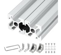 sourcing map 2 piezas de extrusión de aluminio 2020 con ranura en V de 250 mm, riel lineal anodizado estándar europeo, impresora 3D de perfil de riel de aluminio extruido, CNC DIY, color plateado