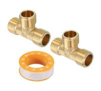 sourcing map 2 piezas de latón en T de montaje de tubería, G1/2 pulgadas macho de 3 vías adaptador de acoplador para tuberías de transporte de gas