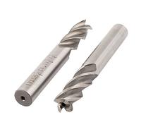 sourcing map 2 Piezas HSSAL 4 Flautas Caña recta Taladro de Metal de extremo Cortador CNC Bits 3/8" x 3/8"