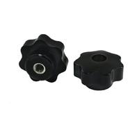 sourcing map 2 piezas negro plateado tono M8 40 mm de diámetro a través de agujero estrella perilla de sujeción