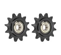 sourcing map 2 piñones tensores de cadena de rodillo #50, tipo C, 12 mm, paso de 5/8 pulgadas, tensor de 12 dientes, acero 1045 con acabado de óxido negro con inserto de rodamiento único para cadenas