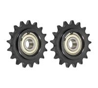 sourcing map 2 piñones tensores de cadena de rodillo #50, tipo C, 17 mm, paso de 5/8 pulgadas, tensor de 17 dientes, acero 1045 con acabado de óxido negro con inserto de rodamiento único para cadenas