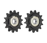 sourcing map 2 piñones tensores de cadena de rodillo #60, tipo C, 17 mm, paso de 3/4 pulgadas, tensor de 14 dientes, acero 1045 con acabado de óxido negro con inserto de rodamiento único para cadenas