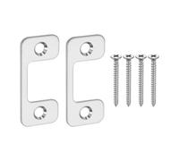 sourcing map 2 placas de golpe ajustables, placa de seguridad de acero inoxidable de 2-1/4 x 1 pulgada, placa de golpe de pestillo ajustable con tornillos para puertas exteriores, color plateado