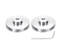 sourcing map 2 poleas de ranura única, orificio fijo de 8 mm, diámetro exterior de 60 mm, polea mecánica de aleación de aluminio con llave hexagonal para correa redonda de poliuretano de 6 mm