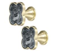 sourcing map 2 pomos de cajón, tiradores decorativos de aleación de zinc de cuatro hojas con tornillos para muebles, aparadores, armarios, color gris y negro