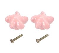 sourcing map 2 pomos de cerámica para armario, diseño de estrella de mar, tiradores decorativos con tornillos de montaje M4 x 25 mm, adecuados para puertas, cajones, armarios, estanterías, color rosa