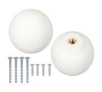 sourcing map 2 pomos de cerámica para gabinete, pomos redondos de cerámica de 1.3 pulgadas con tornillos de montaje, manijas de muebles para cocina, armario, guardería, decoración, color blanco