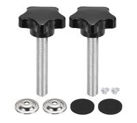 sourcing map 2 pomos de estrella, M10 x 60 mm, de plástico, moleteados, 40 mm de ancho, mango de repuesto con arandela y tornillo para cortacésped, abrazaderas de base de paraguas, maquinaria de