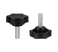 sourcing map 2 pomos de estrella M6 x 20 mm (paso de 1 mm), rosca macho métrica de acero al carbono, tornillos de sujeción de apriete a mano, pernos roscados para plantillas de carpintería, color