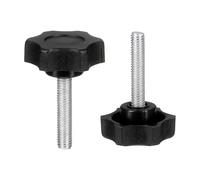 sourcing map 2 pomos de estrella M6 x 30 mm (paso de 1 mm), rosca macho métrica de acero al carbono, tornillos de sujeción de apriete a mano, pernos roscados para plantillas de carpintería, color