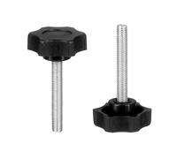 sourcing map 2 pomos de estrella M6 x 40 mm (paso de 1 mm), rosca macho métrica de acero al carbono, tornillos de sujeción de apriete a mano, pernos roscados para plantillas de carpintería, color