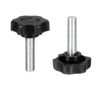 sourcing map 2 pomos de estrella M8 x 30 mm (paso de 1,25 mm) rosca macho métrica de acero al carbono tornillos de sujeción de apriete a mano pernos roscados para plantillas de carpintería, color