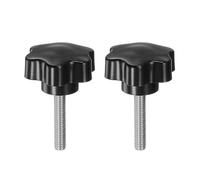 sourcing map 2 pomos de estrella M8 x 40 mm, acero inoxidable 304, rosca de 46 mm, cabeza de plástico, 6 estrellas, apriete a mano, mango de perilla, color negro