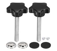 sourcing map 2 pomos de estrella, M8 x 60 mm, de plástico, moleteados, 40 mm de ancho, mango de repuesto con arandela y tornillo para cortacésped, abrazaderas de base de paraguas, maquinaria de