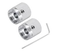 sourcing map 2 pomos de guitarra de metal, control de tono de volumen, 6 x 17 x 17 mm, pomos de potenciómetro con llave para bajo de guitarra eléctrica, color plateado