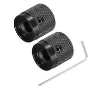 sourcing map 2 pomos de guitarra de metal, control de tono de volumen, 6 x 17 x 17 mm, pomos de potenciómetro con llave para bajo de guitarra eléctrica, color negro