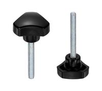 sourcing map 2 pomos de mango triangular M6 x 40 mm (paso de 1 mm), rosca macho métrica de acero al carbono, tornillos de sujeción de apriete a mano, pernos roscados para plantillas de carpintería