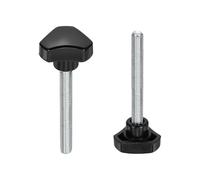 sourcing map 2 pomos de mango triangular M8 x 60 mm (paso de 1,25 mm) rosca macho métrica de acero al carbono tornillos de sujeción de apriete a mano pernos roscados para plantillas de carpintería