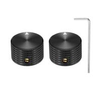 sourcing map 2 pomos de potenciómetro de aluminio, 1/4 pulgadas (6,35 mm), perillas universales de control de tono de volumen para guitarra, bajo, 5/8 pulgadas, color negro