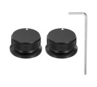 sourcing map 2 pomos de potenciómetro de aluminio, 1/4 pulgadas (6 mm), perillas universales de control de tono de volumen con indicador de flecha para guitarra, bajo, 13/16 pulgadas, color negro