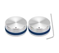 sourcing map 2 pomos de potenciómetro de aluminio, 1/4 pulgadas (6 mm), pomos de control de audio de volumen, 18 mm x 40 mm, potenciómetro tipo tornillo para guitarra y bajo con anillo de goma blanco