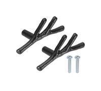 sourcing map 2 pomos de rama, de aleación de zinc de 3 pulgadas, manijas de palanca de muebles de tocador, mango de un solo agujero para armario de cocina, granja, color negro