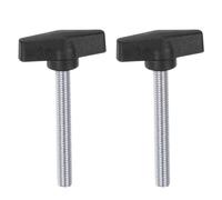 sourcing map 2 pomos en T M10 x 60 mm métricos macho roscados de 55 mm con cabeza en T de plástico, tornillos de pulgar, sujeción manual, perilla de apriete, tornillo de pulgar, color negro