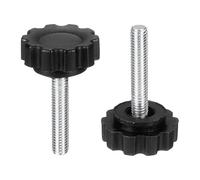 sourcing map 2 pomos moleteados M5 x 25 mm (paso de 0,8 mm), rosca macho métrica de acero al carbono, tornillos de sujeción de apriete a mano, pernos roscados para plantillas de carpintería, color