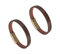 sourcing map 2 pulseras de cuero liso con hebilla, 9 pulgadas, color marrón oscuro, pulseras de cuero ajustables en blanco, pulseras de muñeca en blanco para hombres y mujeres, estampado de joyería