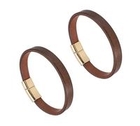 sourcing map 2 pulseras de cuero liso con hebilla, 9 pulgadas, hebilla magnética dorada, pulseras de cuero ajustables en blanco, pulseras para manualidades para hombres y mujeres, estampado de joyería