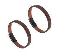 sourcing map 2 pulseras de cuero liso con hebilla, 9 pulgadas, pulseras de cuero con hebilla magnética negra, pulseras ajustables en blanco, pulseras de manualidades para hombres y mujeres, estampado