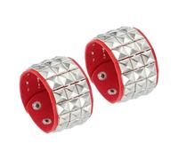 sourcing map 2 pulseras de cuero punk de 22 cm con remaches cuadrados en capas, 8.7, Cuero