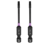 sourcing map 2 puntas de destornillador de impacto de cabeza Torx T15, vástago hexagonal de 65 mm de largo, magnéticas, sin agujeros, a prueba de manipulaciones, 6 puntos, destornillador de estrella