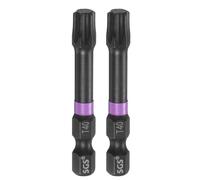 sourcing map 2 puntas de destornillador de impacto de cabeza Torx T40 de 1/4 pulgadas, vástago hexagonal de 2 pulgadas de largo, magnéticas, sin agujeros, a prueba de manipulaciones, 6 puntos