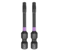 sourcing map 2 puntas de destornillador de impacto de cabeza Torx TT20 de 1/4 pulgadas, vástago hexagonal de 50 mm de largo, magnéticas, a prueba de manipulaciones, 6 puntos, destornillador de